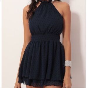 Lucy in the Sky Blue Halter Mini Sundress